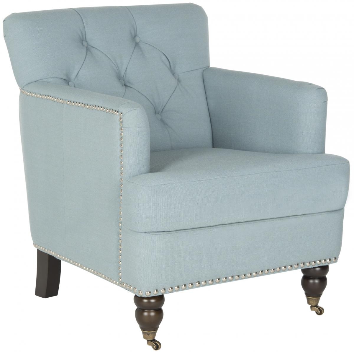 Colin Tufted Club Chair - Sky Blue/Espresso - Arlo Home - Image 1