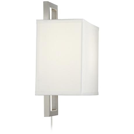Aundria Rectangular Brushed Steel Plug-In Wall Lamp - Image 3