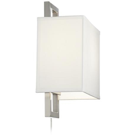 Aundria Rectangular Brushed Steel Plug-In Wall Lamp - Image 4