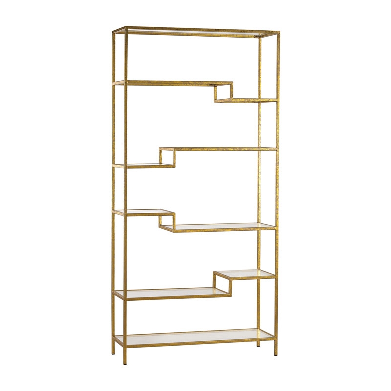 Gold and Mirrored Shelving Unit - Image 0