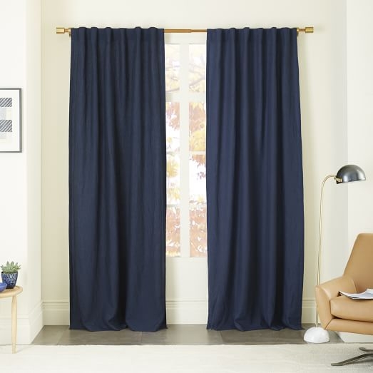 Belgian Flax Linen Curtain - Midnight - Unlined - 108"L - Image 0