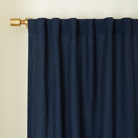 Belgian Flax Linen Curtain - Midnight - Unlined - 108"L - Image 1