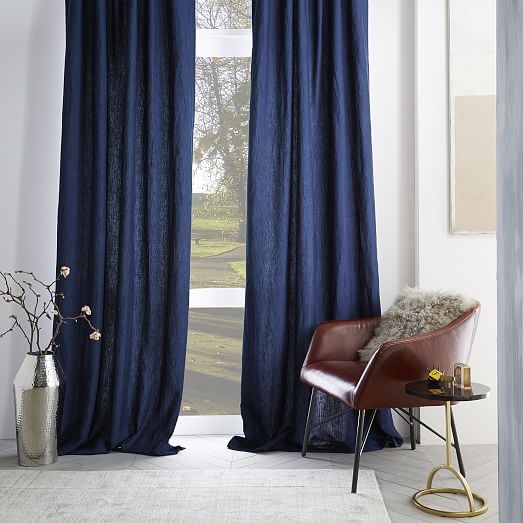 Belgian Flax Linen Curtain - Midnight - Unlined - 108"L - Image 3