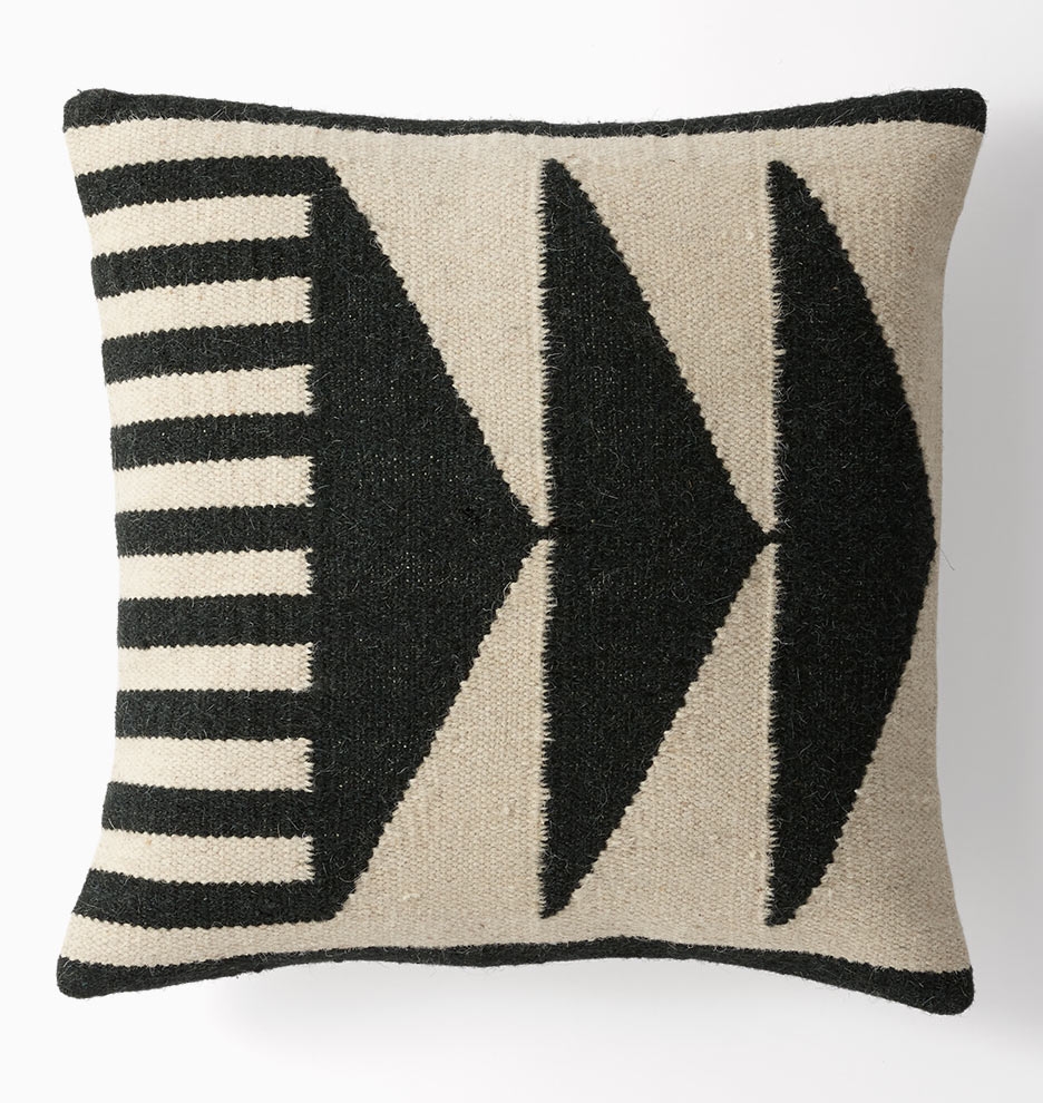 TRIANGLES WOOL KILIM PILLOW - 20" x 20" - Feather/Down Insert - Image 0