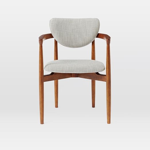 Dane Arm Dining Chairs - Individual- Platinum, Linen Weave - Image 1