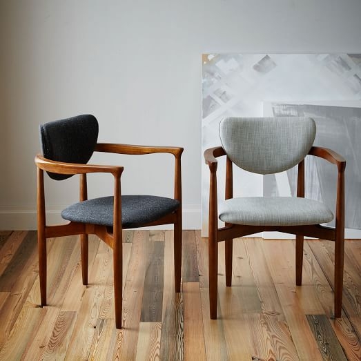 Dane Arm Dining Chairs - Individual- Platinum, Linen Weave - Image 2