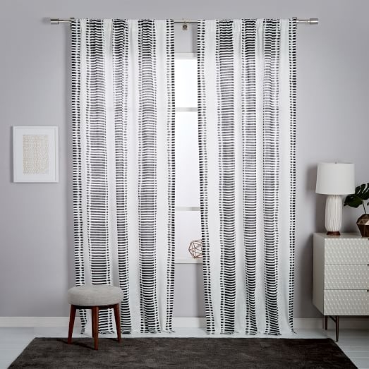 Striped Ikat Curtain - Slate - 96" - Image 0