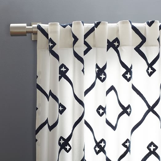 Crewel Lattice Embroidered Curtain - 84'' - Image 1