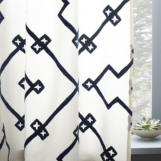 Crewel Lattice Embroidered Curtain - 84'' - Image 2