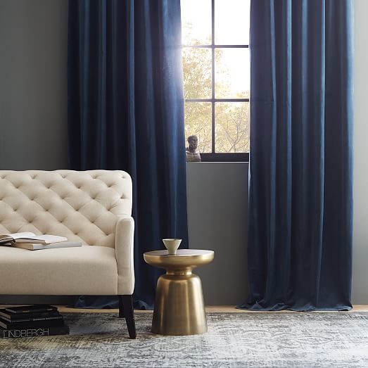 Velvet Pole Pocket Curtain - Regal Blue - Set of 2 - Unlined - 108" - Image 4