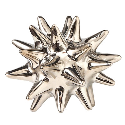 Urchin Shiny Silver Decorative Object - 5.5" - Image 0
