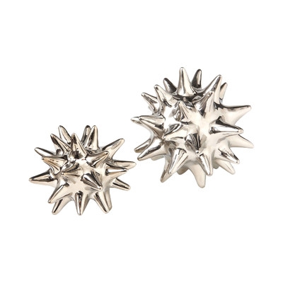Urchin Shiny Silver Decorative Object - 5.5" - Image 1