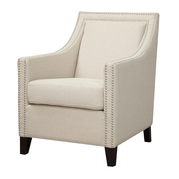 Janelle Chic Nail-head Accent Chair - Light Beige - Image 0