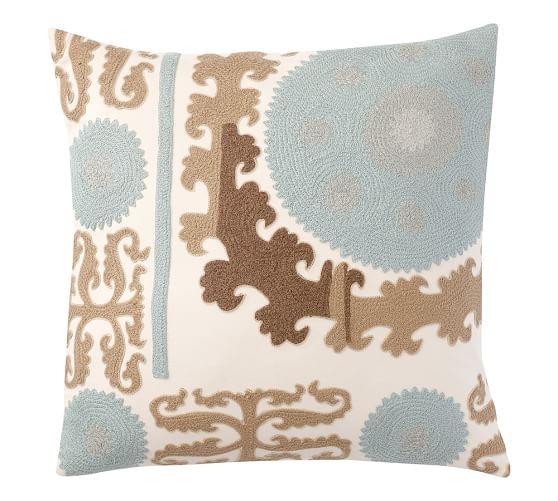 SUZANI EMBROIDERED PILLOW COVER - COOL - 26" square - Insert Sold Separately - Image 0