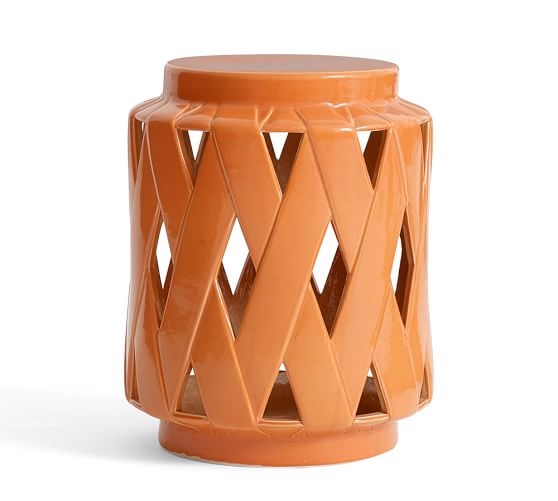 Lattice Ceramic Accent Table - Orange - Image 0