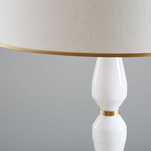 Roar + Rabbit Faceted Glass Floor Lamp – White/Antique Brass - Image 1