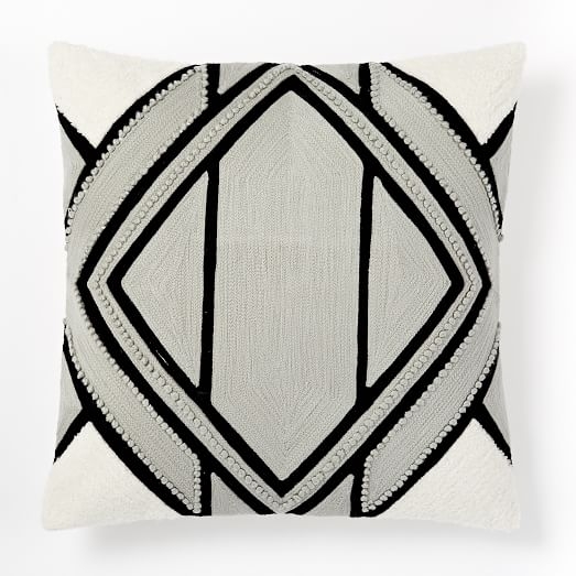 Crewel Diamond Linework Pillow Cover - Black - 18"x18" - Insert sold separately - Image 0