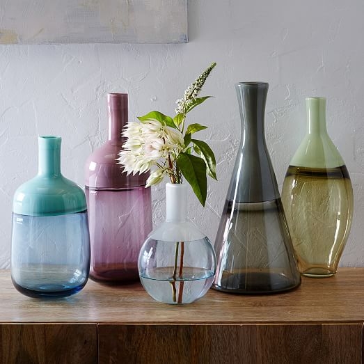 Vitreluxe Glass Vase, Tall Bottle, Plum - Image 1