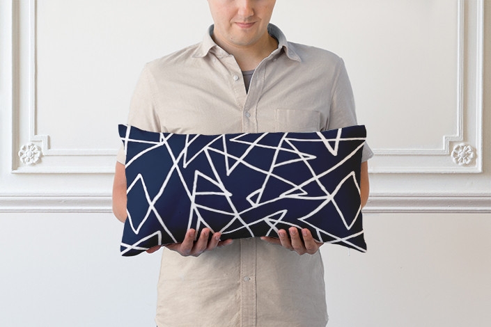 tangle pillow - 21" x 12", Linen Cotton Blend - Navy - Image 4