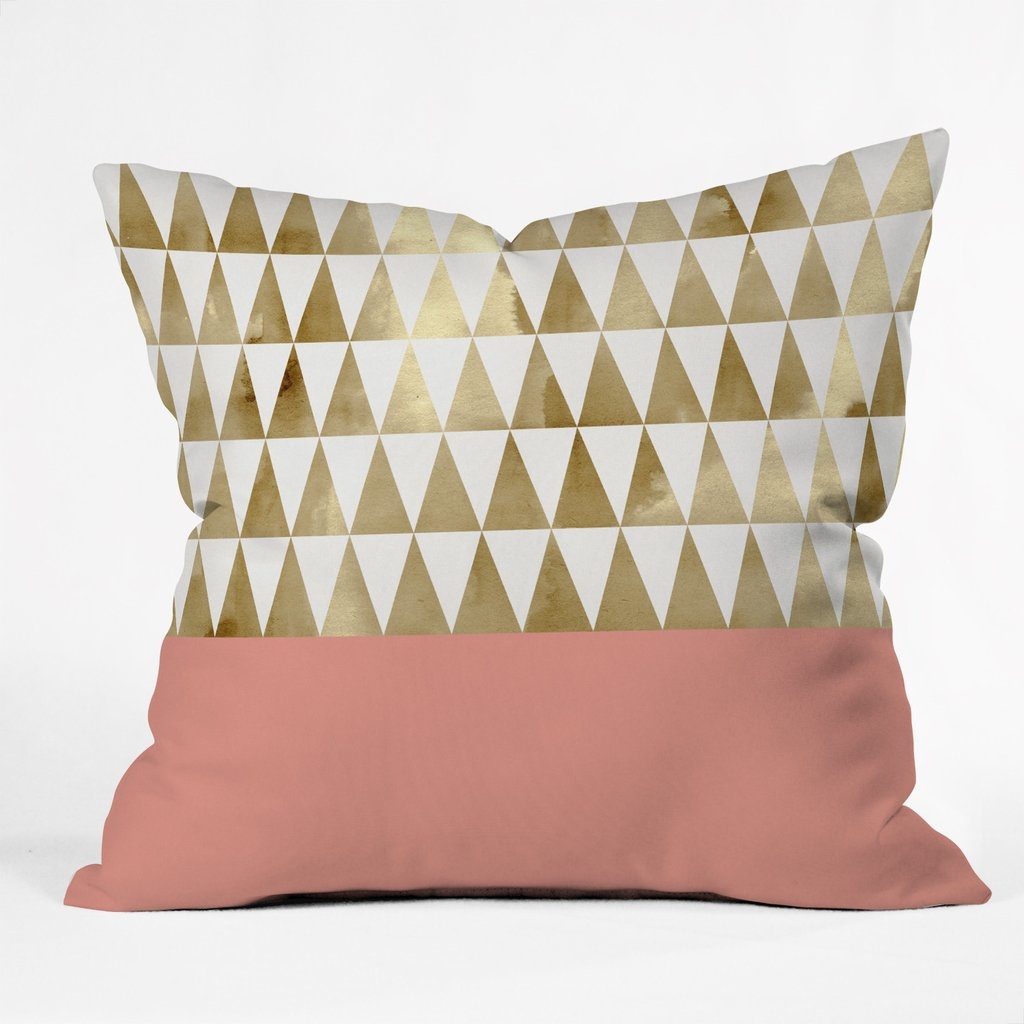 GOLD TRIANGLES Throw Pillow - 16" x 16" - Insert included - Image 0