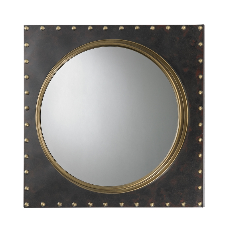 Metal rivet porthole mirror - Image 0