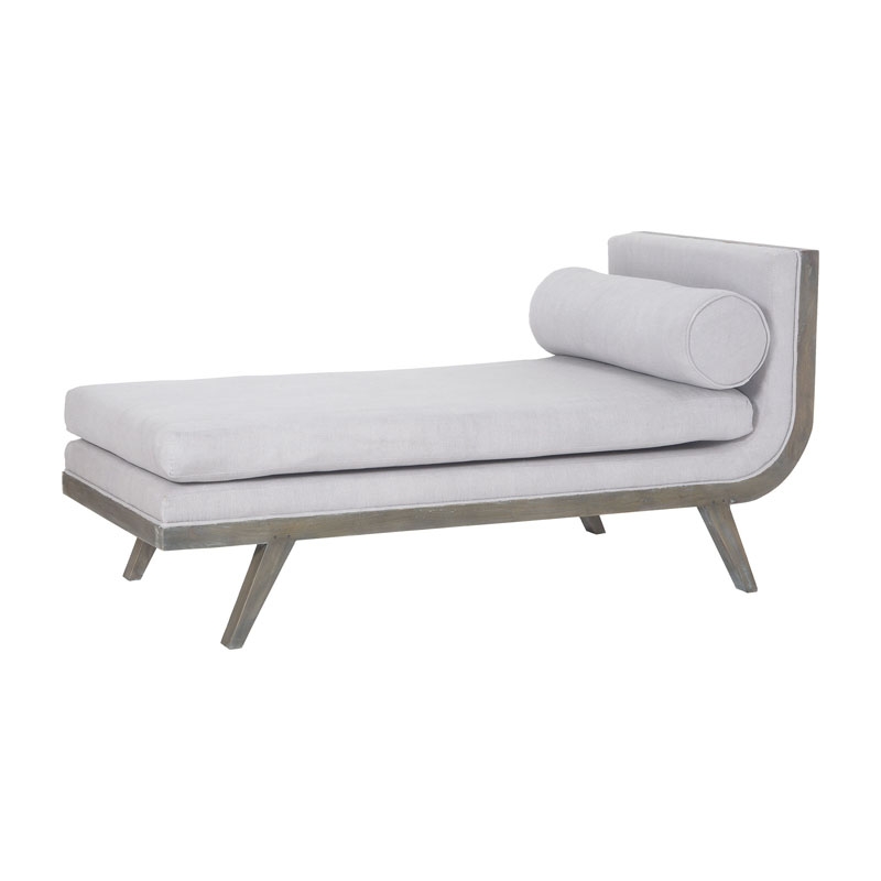 Sir David Chaise Lounge In Waterfront Grey Stain With Morning Mist Upholestery - Image 0