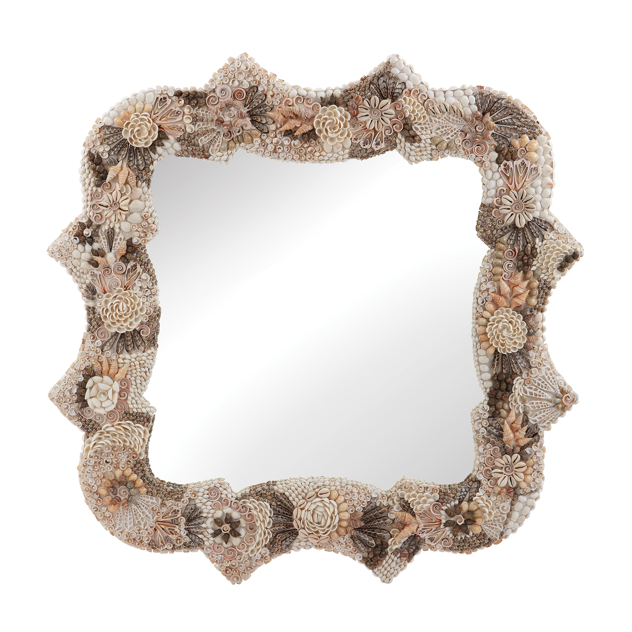 Square Curly Bracket Mirror in Natural Shell - Image 0