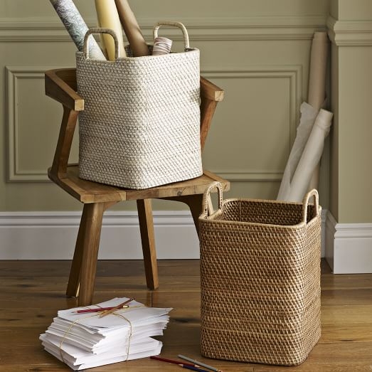 Modern Weave Handled Baskets-Natural - Image 1