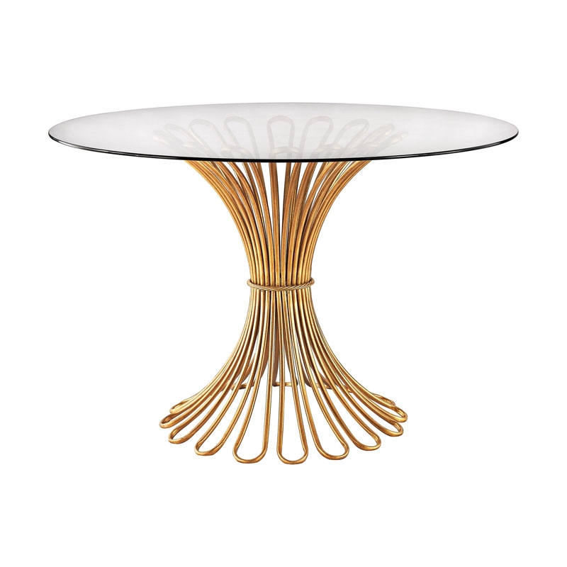Flaired Rope Entry Table In Gold Leaf And Clear Glass - Image 0