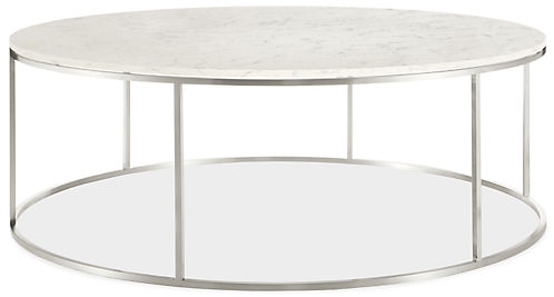 Tyne 42 diam 15h Round Cocktail Table - Marbled white quartz composite - Image 0