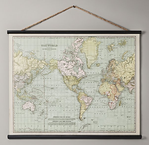 Vintage world map tapestry - Image 0