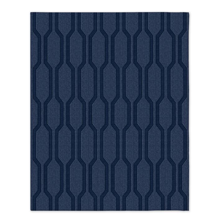 Honeycomb Textured Wool Rug, 8'x10', Midnight - Image 0