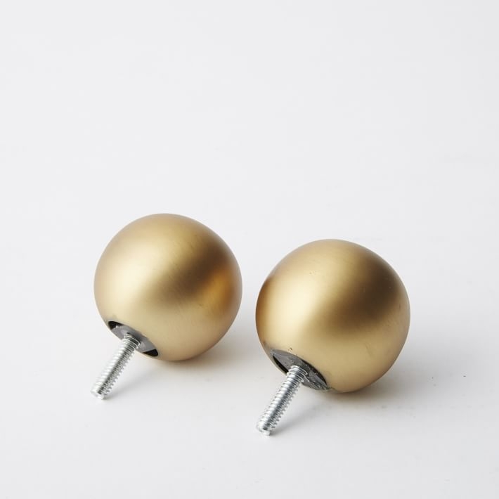 Plated Metal Sphere Finials - Antique Brass - Set of 2 - Image 0