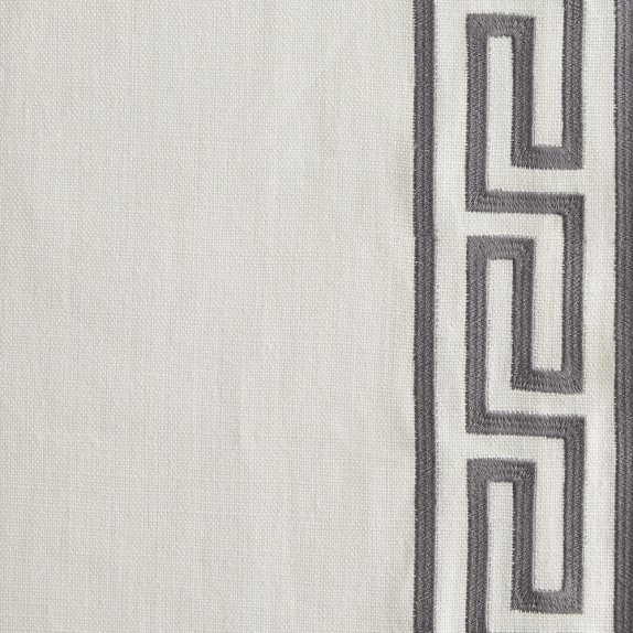 Greek Key Linen Drape, Grey - 84" - Image 1