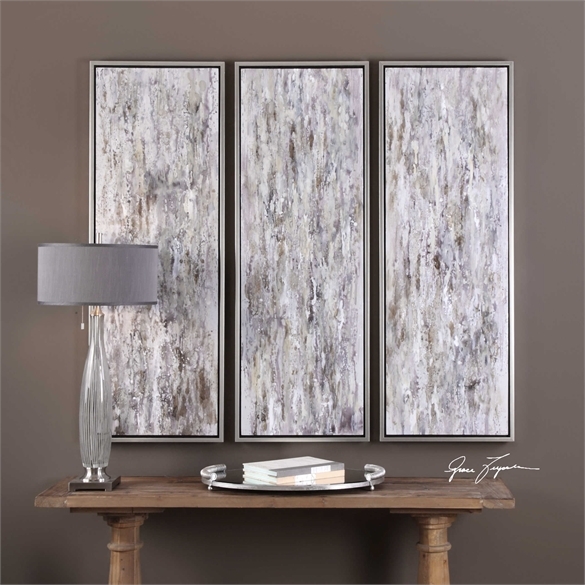 Shades of Bark, S/3 - 22" W X 62" H - Silver Frame without Mat - Image 1