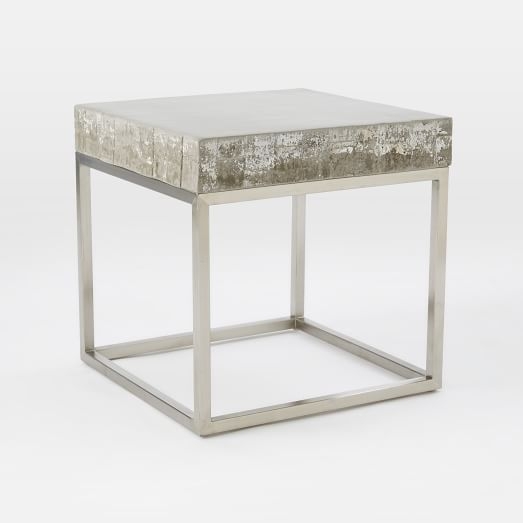 Concrete + Chrome Side Table - Image 0