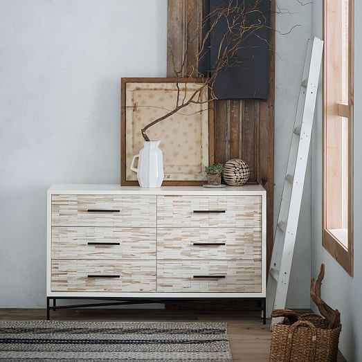 Wood Tiled 6-Drawer Dresser - Image 4