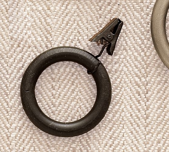 Cast Iron Tapered Finial Drape Rod-Clip Rings-Large-Set of 10 - Image 1