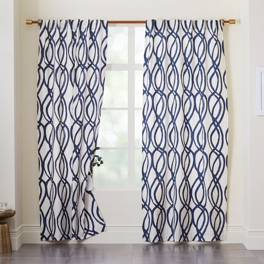 Cotton Canvas Scribble Lattice Curtain - Set of 2 - Image 0