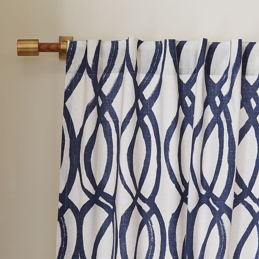 Cotton Canvas Scribble Lattice Curtain - Set of 2 - Image 1