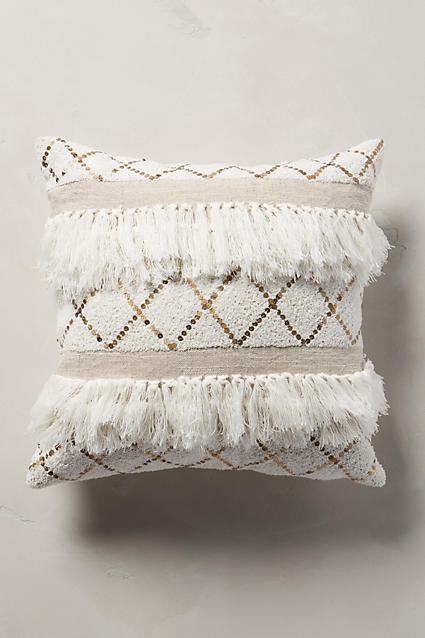 Moroccan Wedding Pillow, Neutral - 18" x 18" - Polyfill - Image 0