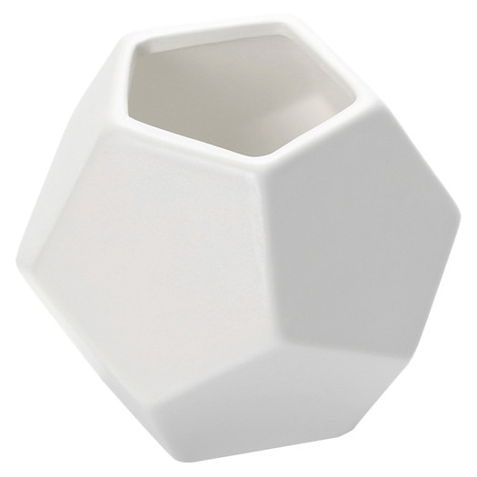 Faceted White Vase - 8"H x 10"W x 10"D - Image 0
