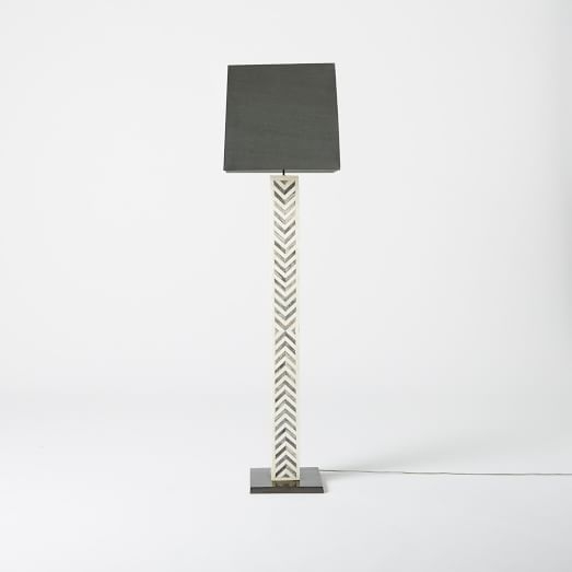 Parsons Bone Tile Floor Lamp - Pillar - Charcoal - Image 0