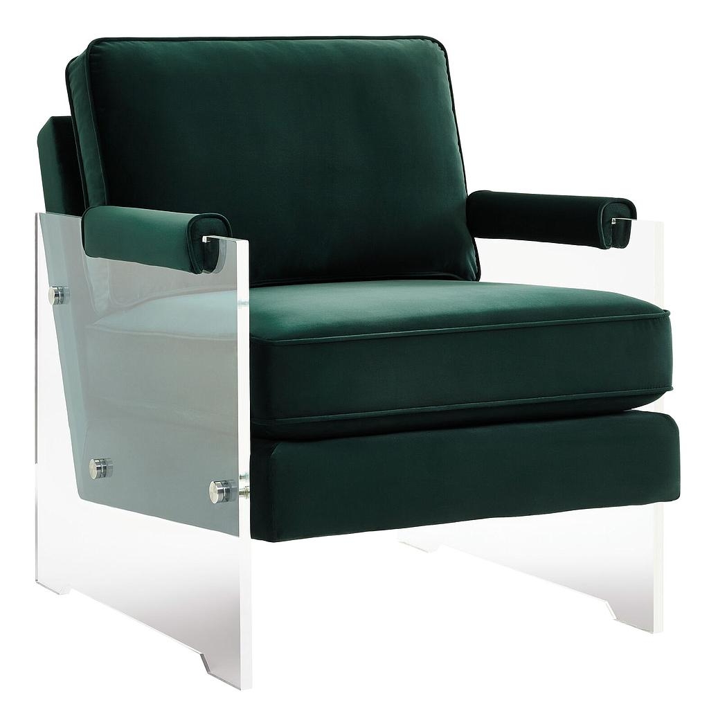 Kylee Green Velvet/Lucite Chair - Image 0