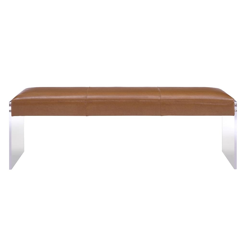 Envy Brown Leather/Acrylic Bench - Image 0