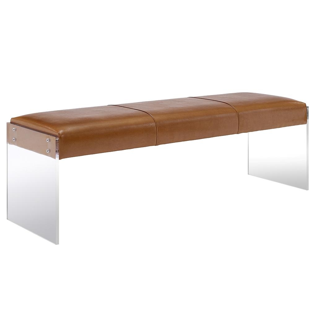 Envy Brown Leather/Acrylic Bench - Image 1