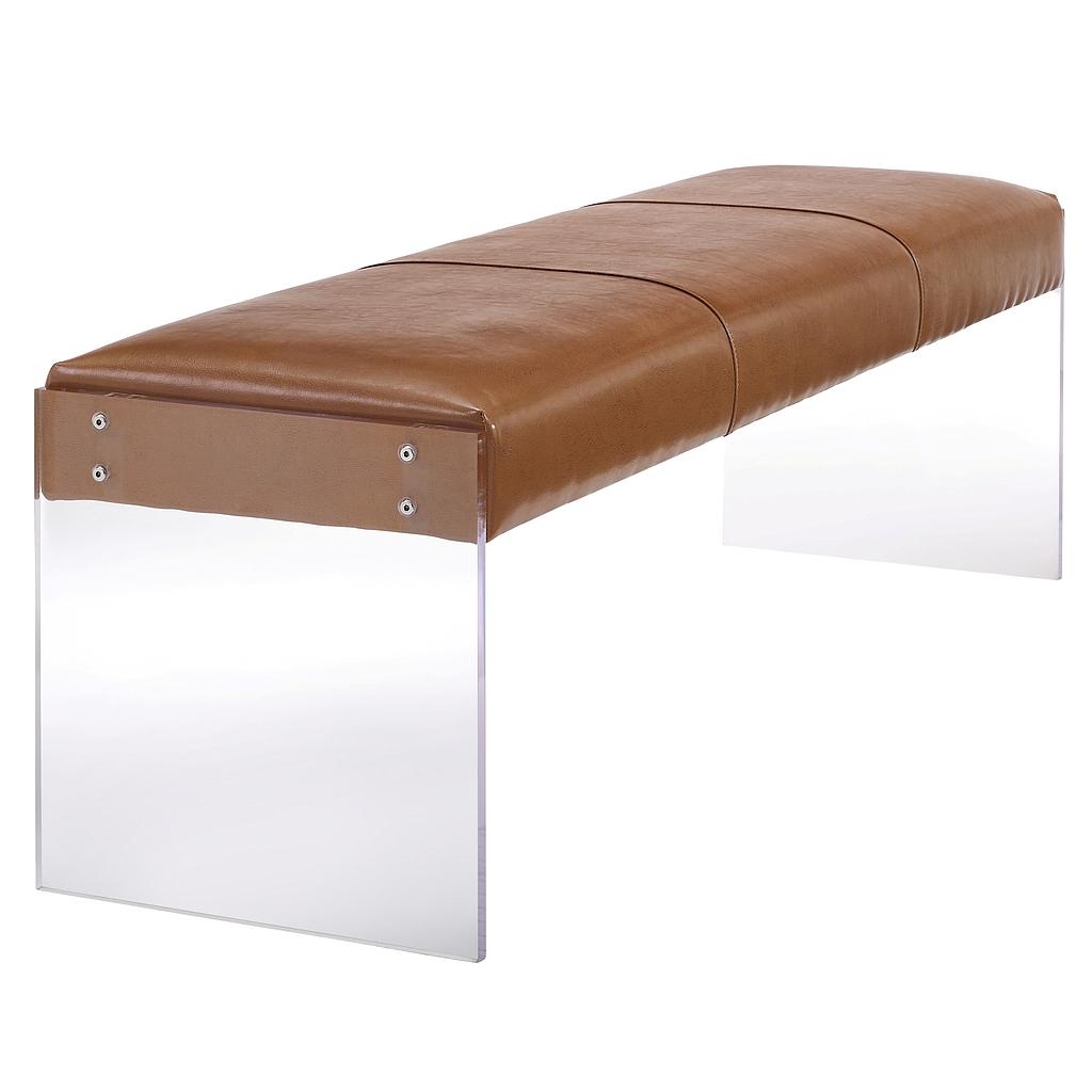 Envy Brown Leather/Acrylic Bench - Image 2