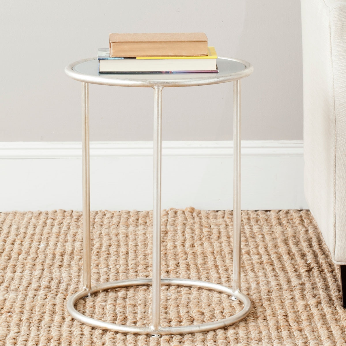 Shay Glass Top Accent Table - Silver/Grey - Arlo Home - Image 1