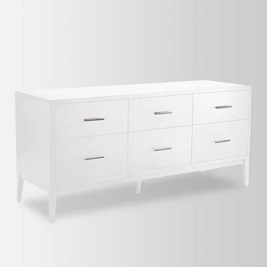 Narrow-Leg 6-Drawer Dresser - White - Image 0