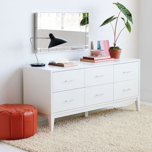 Narrow-Leg 6-Drawer Dresser - White - Image 1